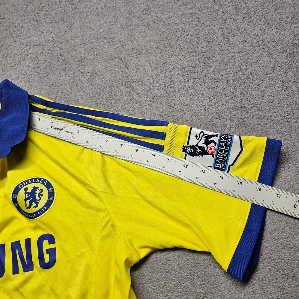 Chelsea 2014-15 Away FC Eden Hazard Jersey Men L Yellow Adidas Samsung Climacool - Picture 4 of 11